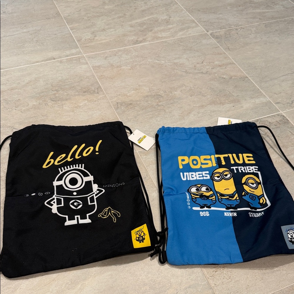 Minions Drawstring Backpack Set - Black And Blue - image 2